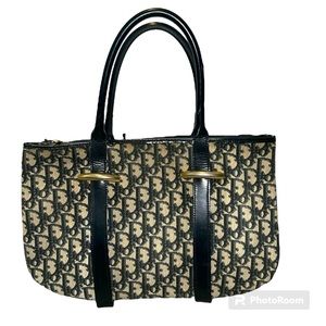 Vintage Christian Dior Navy Trotter Handbag Shoulder Bag Purse with COA